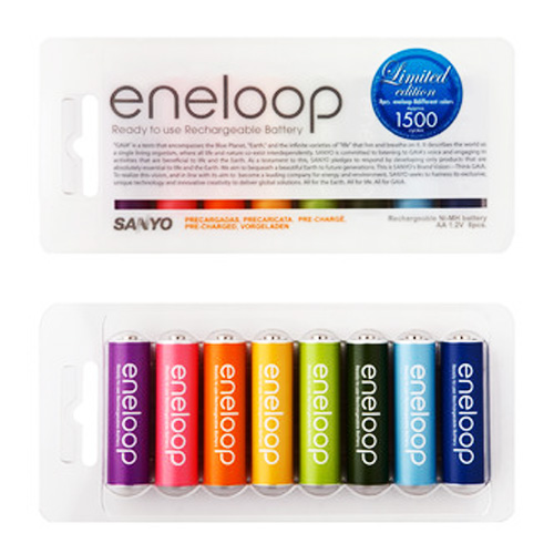 ถ่านชาร์จ sanyo eneloop tone AA 8 ก้อน 8 สี Limited edition