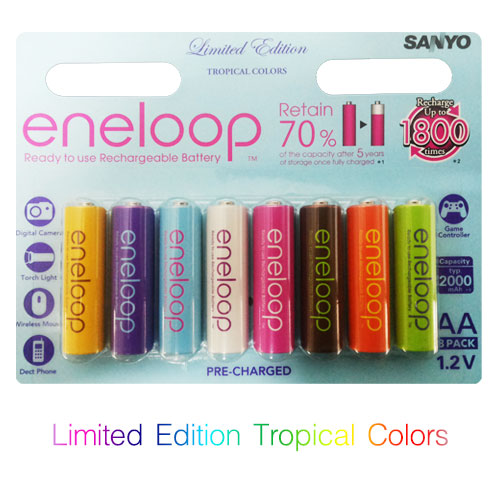 ถ่านชาร์จ eneloop AA Limited edition tropical colors