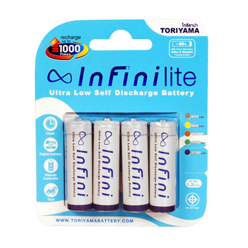 ถ่านชาร์จ Infini lite AA 1700 mAh 4 ก้อน