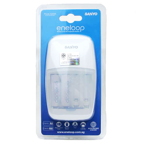 เครื่องชาร์จพร้อมถ่าน Sanyo Eneloop Blue LED (พร้อมถ่าน Eneloop AA 2 ก้อน)