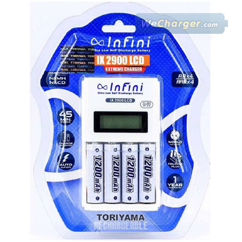 แท่นชาร์จถ่าน Infini IX 2900 ขนาด AA AAA พร้อมถ่าน 4 ก้อน