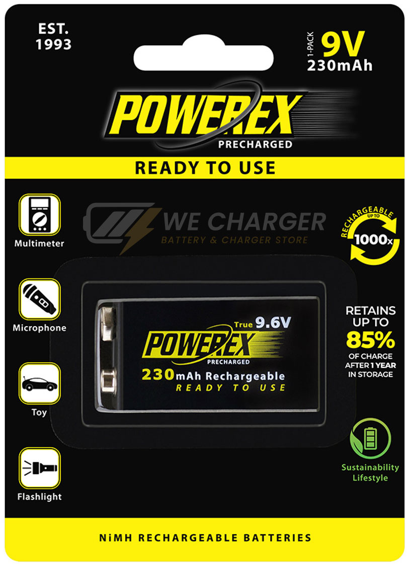 แพ็คถ่านชาร์จ Powerex 9V