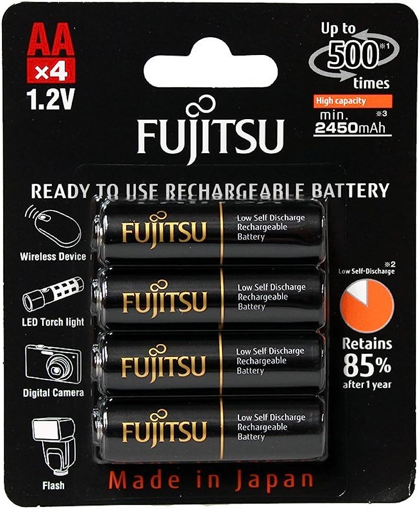 ถ่านชาร์จ Fujitsu AA 2550 mAh แพ็ค 4 ก้อน