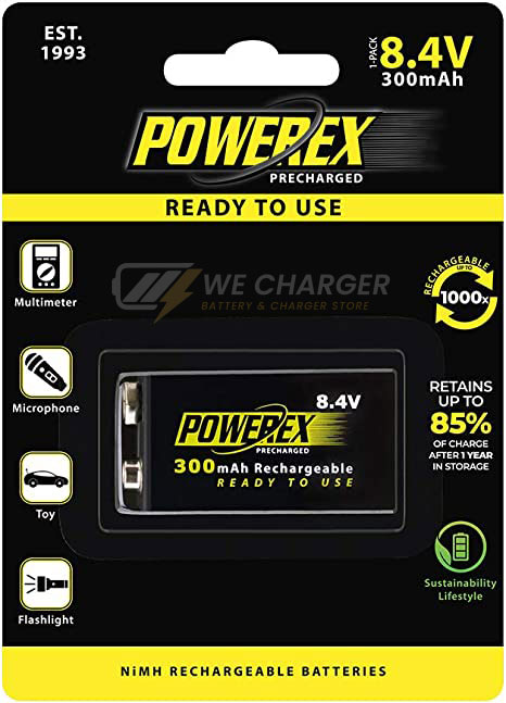 Powerex ถ่านชาร์จขนาด 9V (8.4v) 300mAh