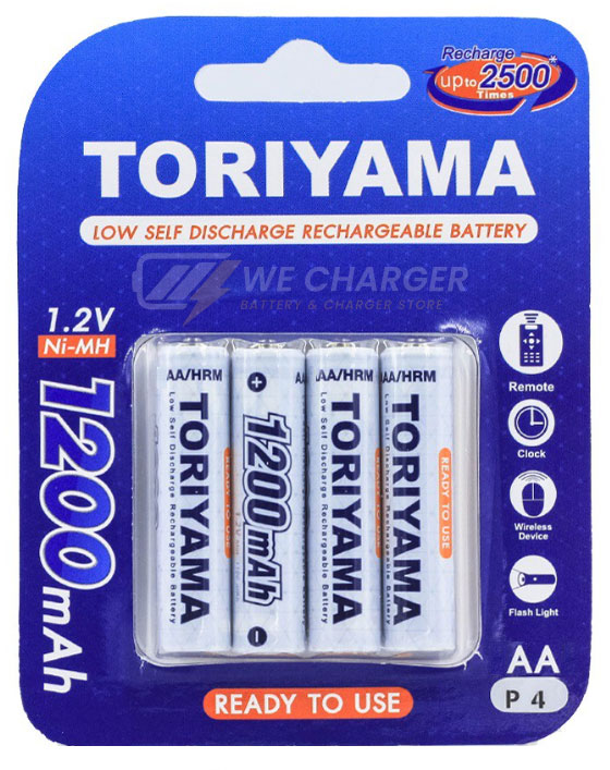 แพ็คถ่านชาร์จ AA Toriyama 1200mAh